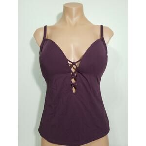 Bleu Rod Beattie Oh So Knotty aubergine tankini top size 10
